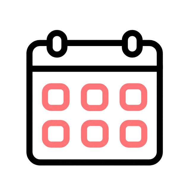 Simple calendar icon with a salmon-colored border and grid