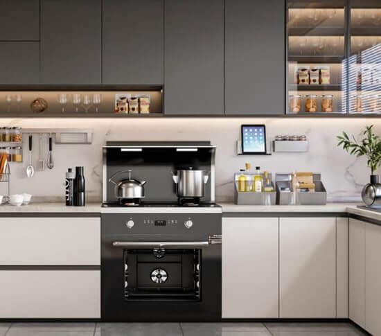 Photos of kitchens in gray and white tones