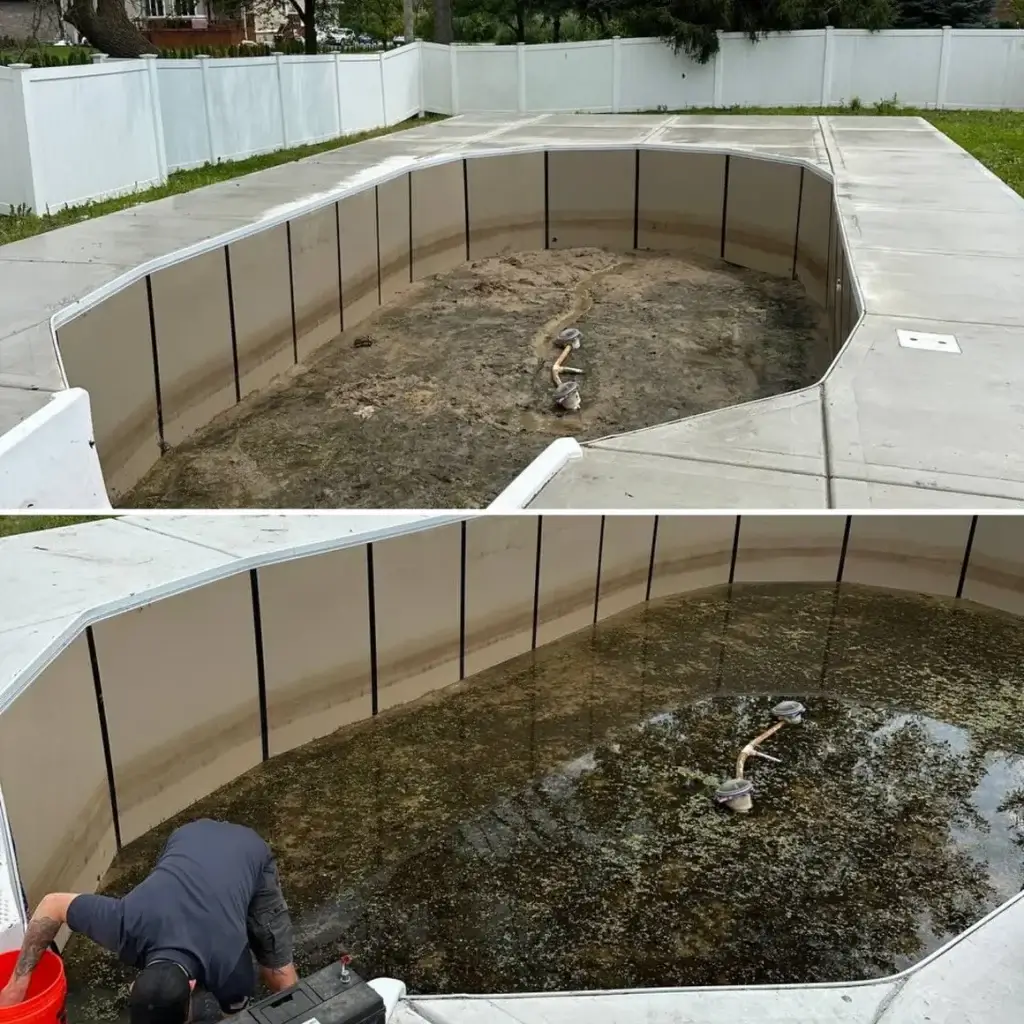 Photo of the pool cleaning process