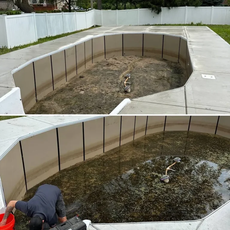 Photo of the pool cleaning process