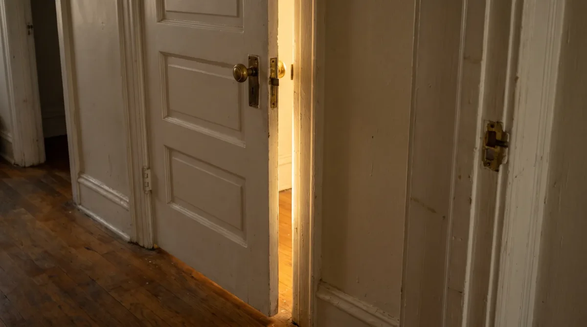 Door won't latch: bedroom door drifting open from the frame in an older Chicago apartment