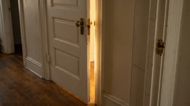 Door won't latch: bedroom door drifting open from the frame in an older Chicago apartment